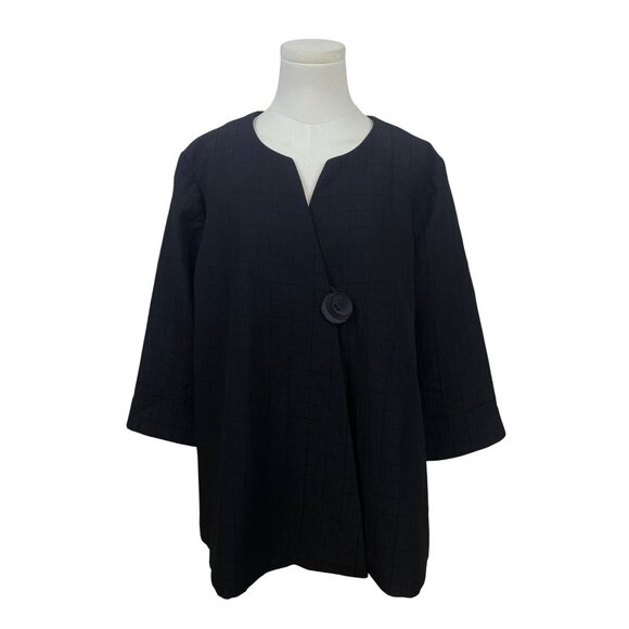 Susan Graver Women’s Black Textured Jacket With Single Button Sz MP - Picture 1 of 8